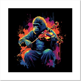 Gorilla Playing Violin Posters and Art